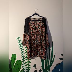 TORRID Floral Dress with Lace Sleeve